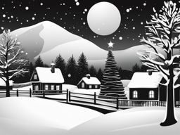 christmas clipart black and white in a snowy landscape - capturing a festive scene. 