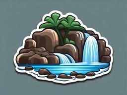Waterfall Cascading Emoji Sticker - Rushing waters in a serene cascade, , sticker vector art, minimalist design