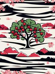 cherry tree tattoo  simple vector color tattoo