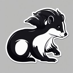 Skunk Sticker - A cute skunk with distinctive black and white markings. ,vector color sticker art,minimal