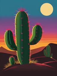 Cactus clipart - cactus with a sunset behind it  