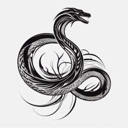 Abstract black mamba flames tattoo. Fiery serpent passion.  minimalist black white tattoo style