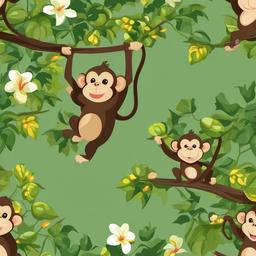 Monkey clipart - monkey swinging from a vine  