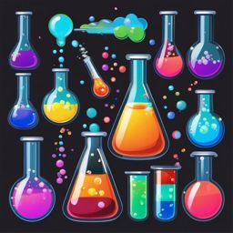 Scientific Flask Clipart - A laboratory flask filled with bubbling and colorful chemical reactions, a glimpse into scientific exploration.  color clipart, minimalist, vector art, 