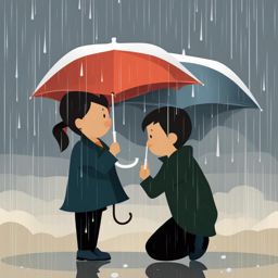 umbrella clipart: sheltering from a sudden rain shower. 