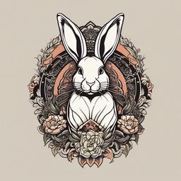 lucky rabbit tattoo  minimalist color tattoo, vector