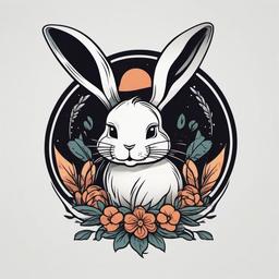 cartoon bunny tattoo  minimalist color tattoo, vector