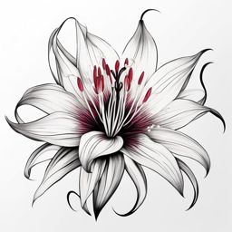 Spider lily tattoo, Tattoos featuring the unique and exotic spider lily flower. colors, tattoo patterns, clean white background