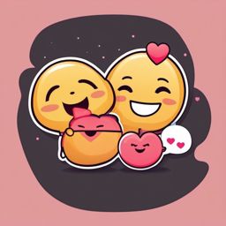 Love Confession with Blushing Emoji Sticker - Shy admission of heartfelt feelings, , sticker vector art, minimalist design