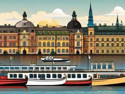 Stockholm clipart - Stockholm Palace and city islands,  color vector clipart