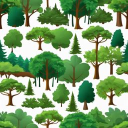 Tree Clipart, Majestic trees in a serene forest. 