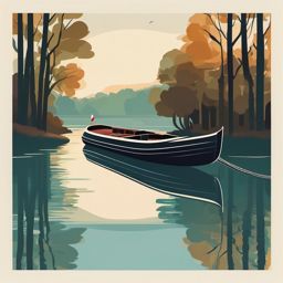 Canal Boating clipart - A canal boat cruising through a serene lake., ,vector color clipart,minimal