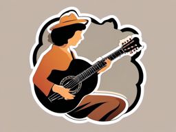 Mandolin Sticker - Strumming the delightful and bright tones of a mandolin, , sticker vector art, minimalist design