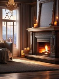 Home Screen Wallpapers - Cozy Home Fireplace  wallpaper style, intricate details, patterns, splash art, light colors