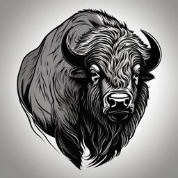 Charging bison tattoo. Power in motion.  minimal color tattoo design