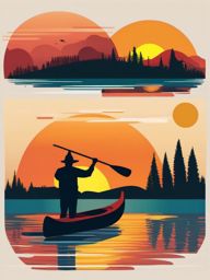 Sunset Canoeing clipart - Canoeists paddling into the sunset., ,vector color clipart,minimal