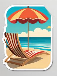 Parasol and Beach Emoji Sticker - Seaside relaxation, , sticker vector art, minimalist design