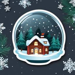 Snow globe sticker- Winter wonderland, , sticker vector art, minimalist design