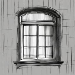 drawing of a window  minimal rough scribbles,doodles,black and white