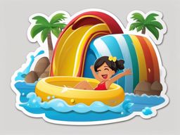 Water Slide Emoji Sticker - Splashing into vacation fun, , sticker vector art, minimalist design