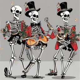 Skeleton clipart - dancing skeleton in a party  clipart