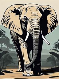 African Elephant clipart - Largest land animal with iconic ears, ,vector color clipart,minimal