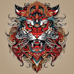 traditional chinese tattoo  simple vector color tattoo