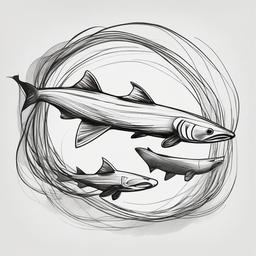 drawing of dogfish  minimal rough sketch scribbles,doodles,black and white