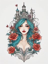 fairy tale tattoo  simple color tattoo style,white background