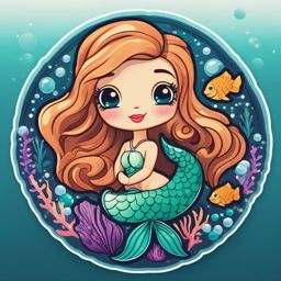 Mermaid Emoji Sticker - Mystical underwater charm, , sticker vector art, minimalist design