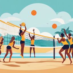 Beach Volleyball Match clipart - Competitive beach volleyball, ,vector color clipart,minimal