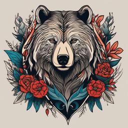 bear and wolf tattoo  simple vector color tattoo