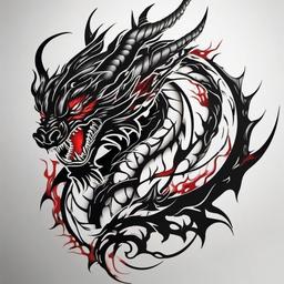 Dragon Demon Tattoo - Fierce and demonic dragon tattoo for a bold and intense appearance.  simple color tattoo,minimalist,white background