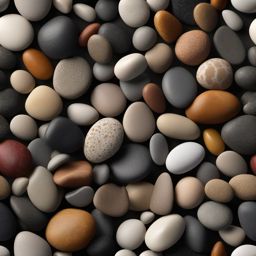 Pebbles in various sizes and shades with a natural, textured feel top view, product photoshoot realistic background, hyper detail, high resolution