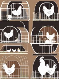 Chickens in Coop clipart - Chickens in a cozy coop, ,vector color clipart,minimal