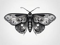 Black Moth Tattoo - Symbolize mystery and transformation with a tattoo featuring a striking black moth design.  simple vector color tattoo, minimal, white background