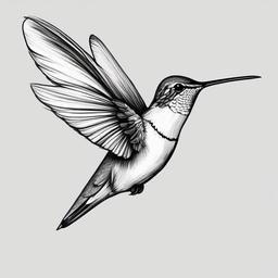 drawing of hummingbird  minimal rough sketch scribbles,doodles,black and white