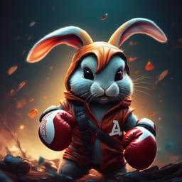 stunning image of a cute adorable wacky rabbit, with boxing gloves, moody, grainy, noisy, concept art, by Alberto Seveso, Cyril Rolando, Dan Mumford, Meaningful Visual Art, Detailed Painting, Digital Illustration, Unreal Engine 5, 32k maximalist, hyperdetailed fantasy art, 3d digital art, sharp focus, masterpiece, fine art