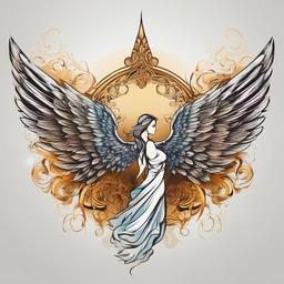 Wings of Angel Tattoo-Expressing a sense of divine presence with wings of angel tattoo, symbolizing spiritual guidance, protection, and ethereal beauty.  simple vector color tattoo
