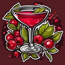 Cranberry Kiss sticker- Vodka, cranberry juice, and a splash of triple sec, creating a fruity and delightful concoction., , color sticker vector art