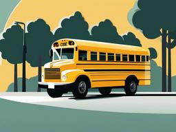 Bus clipart - school bus on a sunny morning  color,minimalist,vector clipart