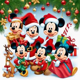 Disney clipart - Disney characters celebrating Christmas  