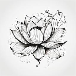 Lotus & Hummingbird Tattoo - Represents joy and spiritual growth  minimal tattoo design,white background