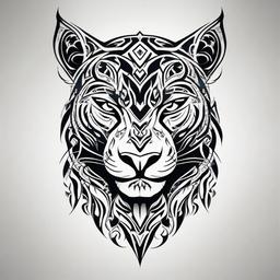 Panther Tribal Tattoo-Intricate and tribal-inspired representation of a panther in tattoo art.  simple color tattoo,white background