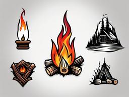 campfire tattoo small  simple color tattoo,white background