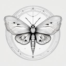 Lunar Moth Tattoo Design - Artistic design of a lunar moth for a tattoo.  simple vector tattoo,minimalist,white background