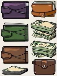 Money clipart - wallet filled with cash and cards  