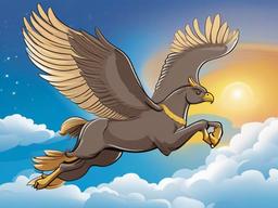 Hippogriff Cartoon - Cartoon of hippogriff soaring in sky  