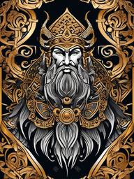 Norse God Tattoo-Bold and dynamic tattoo featuring a deity from Norse mythology, capturing themes of mythology and ancient history.  simple color vector tattoo