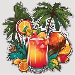 Rum Punch Paradise sticker- A tropical medley of rum, fruit juices, grenadine, and a hint of nutmeg, transporting you to the islands., , color sticker vector art